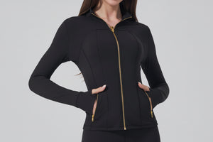 【Golden Zipper】【Gardenia Fragrance】Soft Brushed Women'S Sporty Jacket, 25'' Inseam Leggings. Golden Zipper Jacket with Pockets, Yoga Pants, Thumbholes Design, Casual Wear for Women